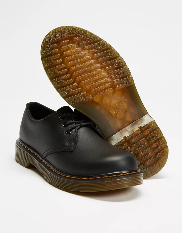 Dr Martens 1461 Juniors Lace Shoe Black Softy Yellow Stitching