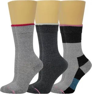 Dr. Motion Compression Crew Socks For Women Outdoor Hiking Walking With Enhanced Cushion And Breathable Arch Support 3 Pairs