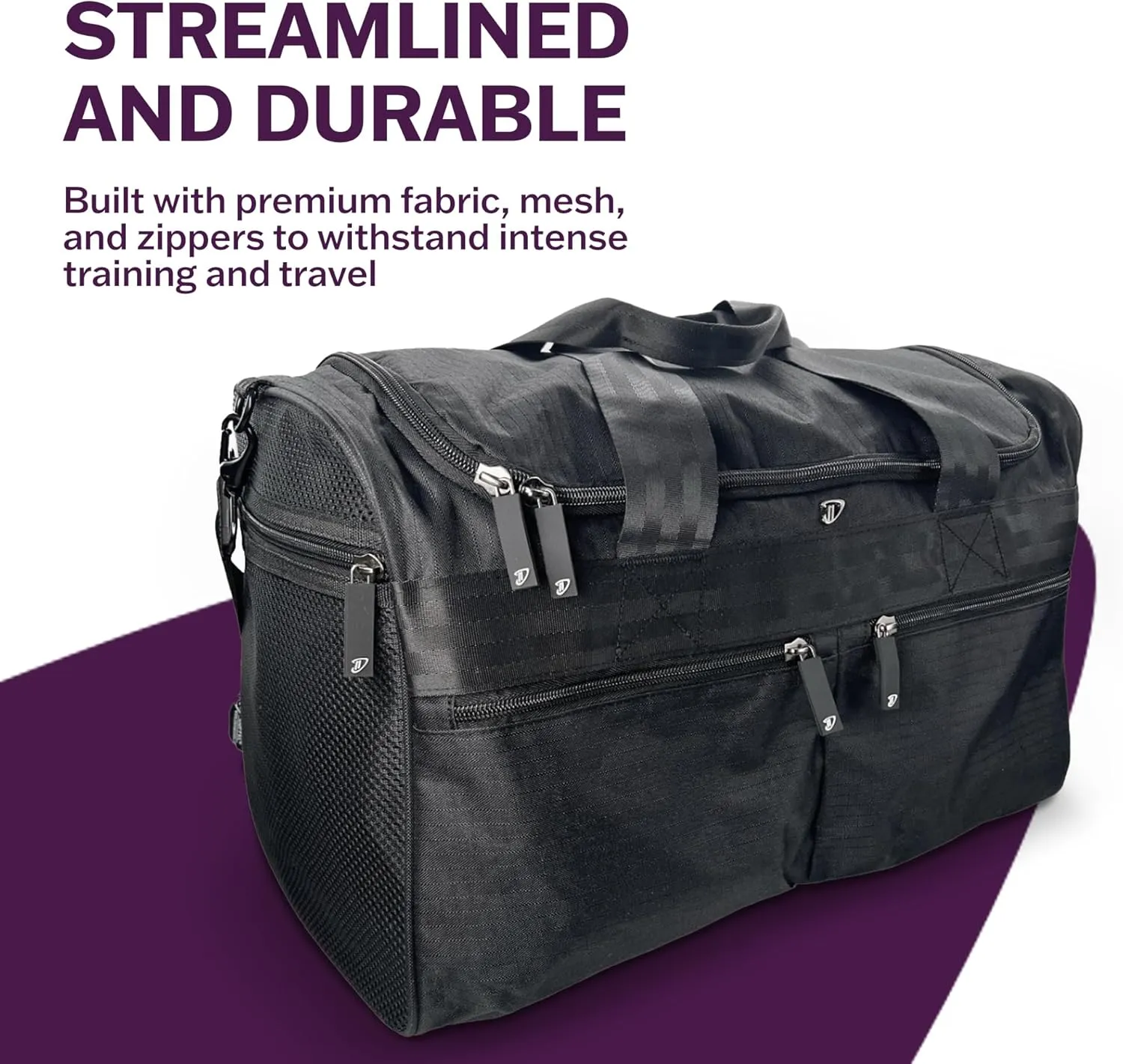 Dream Duffel Elevate Gym Bag, Sports Duffle with Shoe Pockets, Insulated Compartment, and Durable Design, 19"x12"x11.5", Black