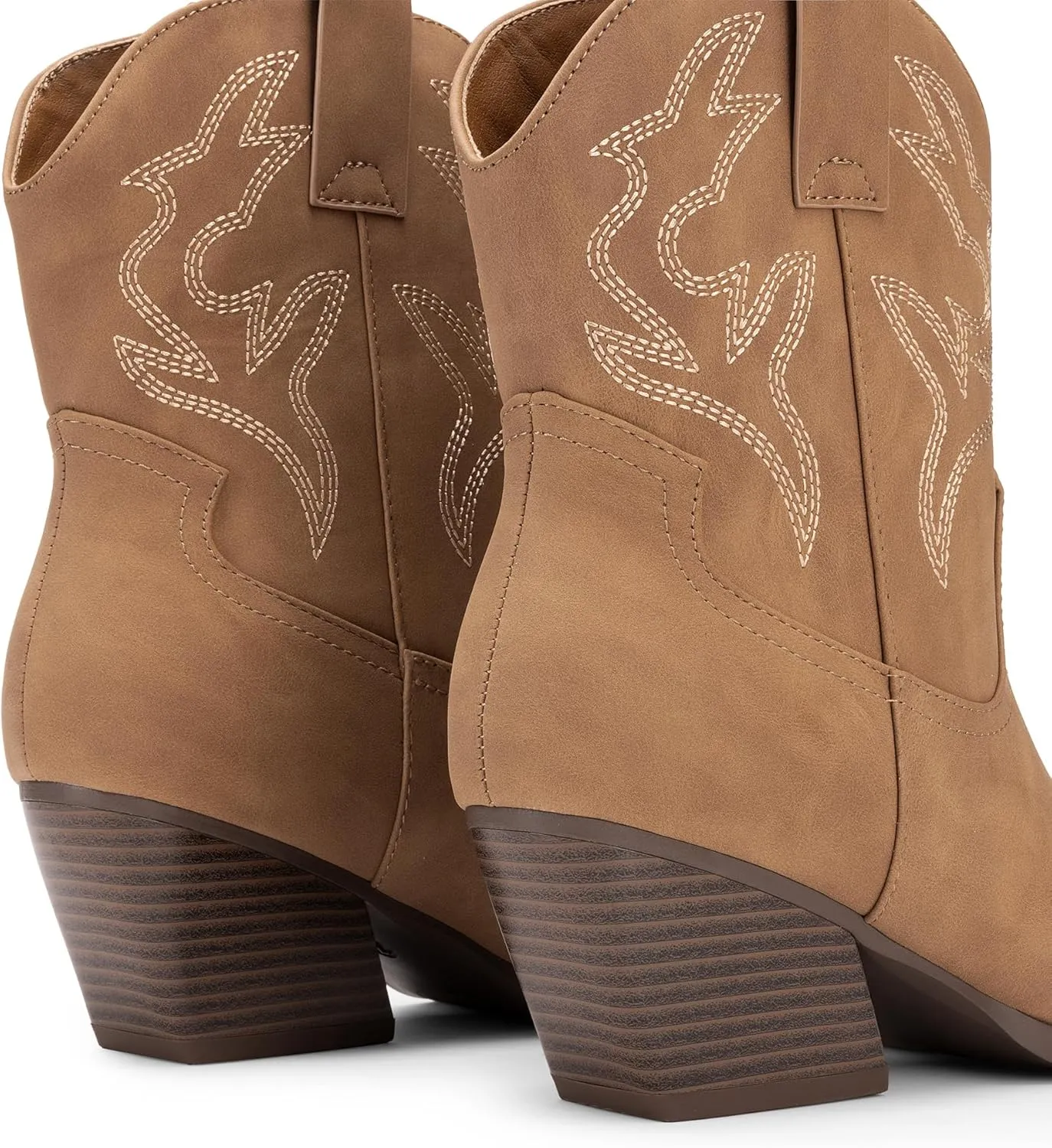 DREAM PAIRS Women's Cowboy Cowgirl Boots Embroidered Stitched Short Western Boots Low Chunky Heel Pointed Toe Ankle Booties