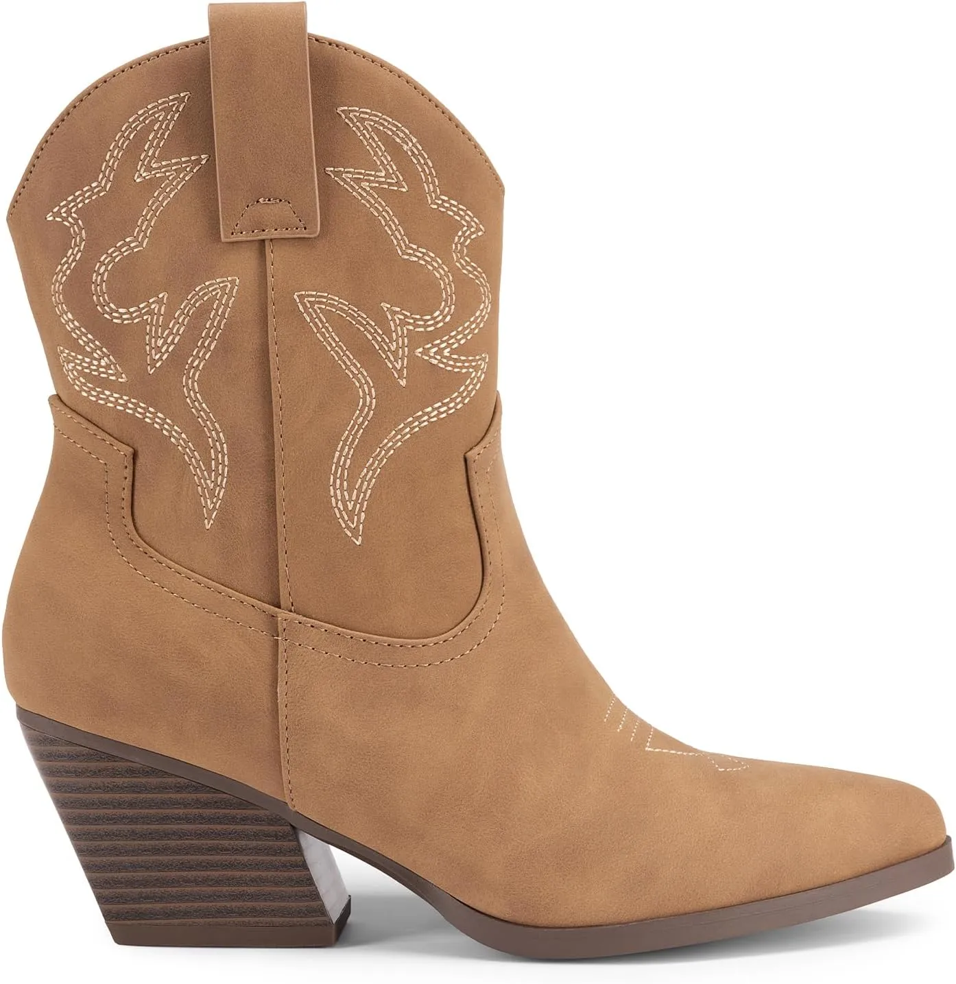 DREAM PAIRS Women's Cowboy Cowgirl Boots Embroidered Stitched Short Western Boots Low Chunky Heel Pointed Toe Ankle Booties