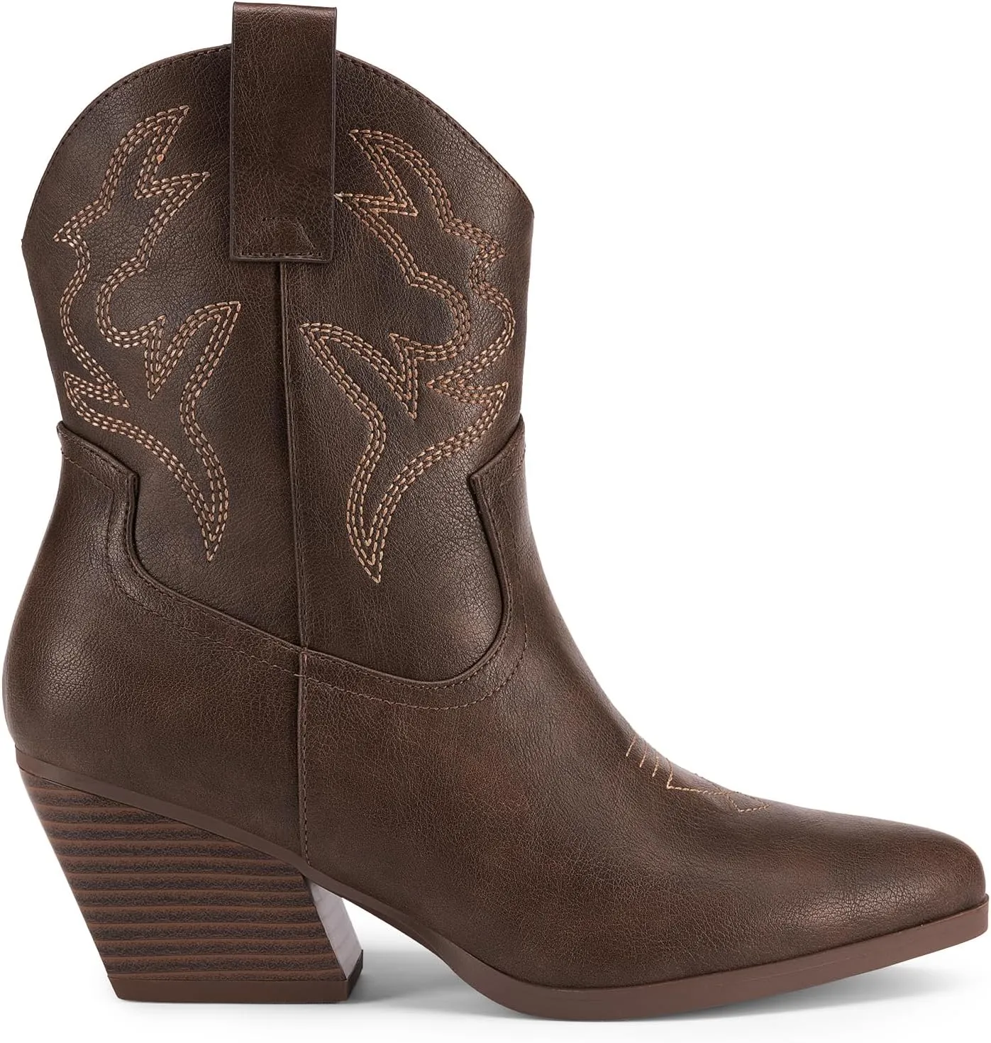 DREAM PAIRS Women's Cowboy Cowgirl Boots Embroidered Stitched Short Western Boots Low Chunky Heel Pointed Toe Ankle Booties