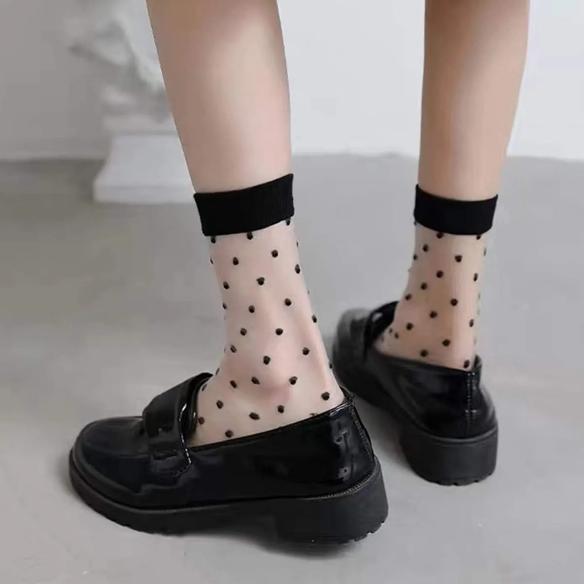 DXYAKY Sheer Mesh Transparent Socks for Women - Ultra-Thin Lace Fishnet See Through Ankle Novelty Casual Crew