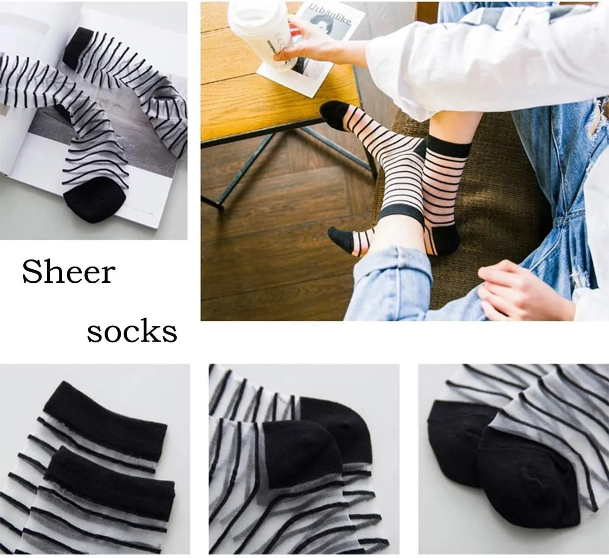 DXYAKY Sheer Mesh Transparent Socks for Women - Ultra-Thin Lace Fishnet See Through Ankle Novelty Casual Crew