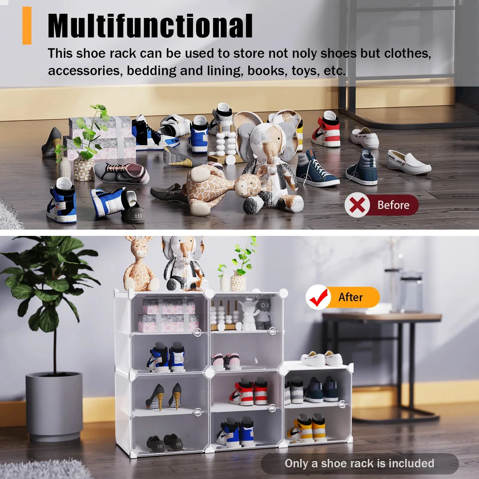 Elegant 12-Tier Shoe Rack Organizer with Dustproof Design