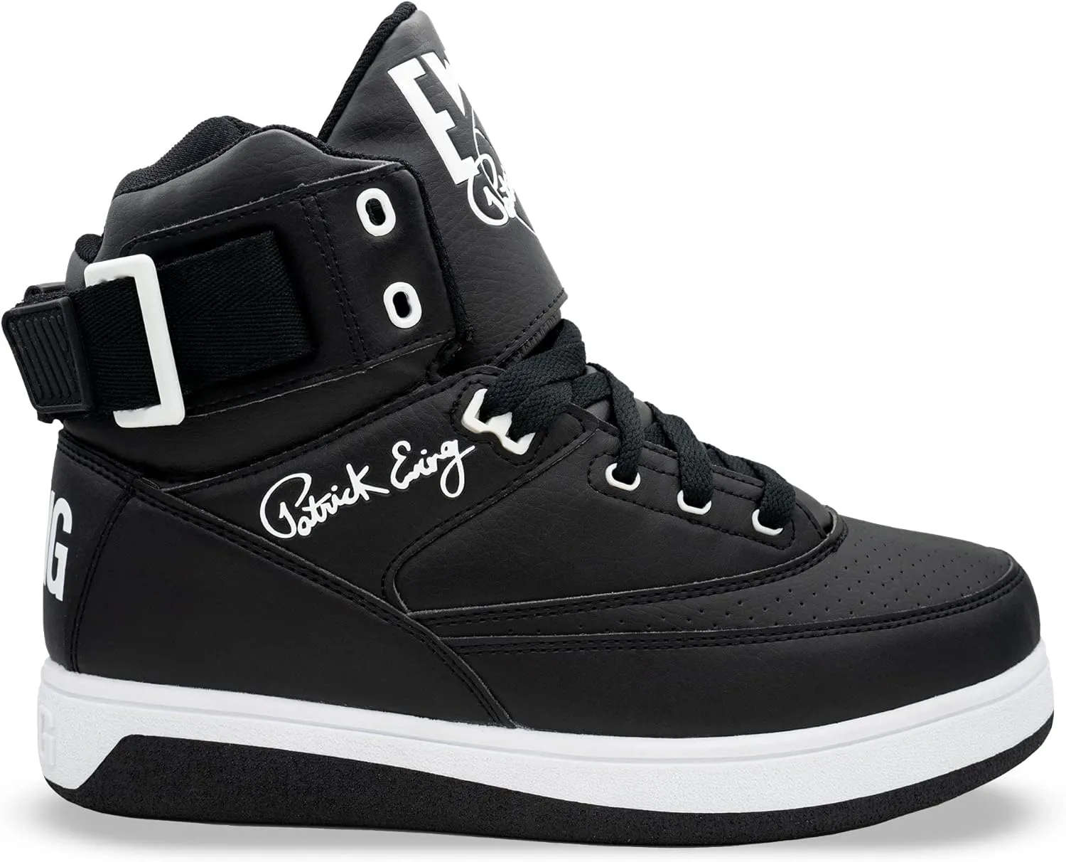 Ewing Patrick Athletics 33 HI x Orion Hybrid Sneakers for Men - High Top, Leather, Black/White, Comfortable & Durable, Size 12