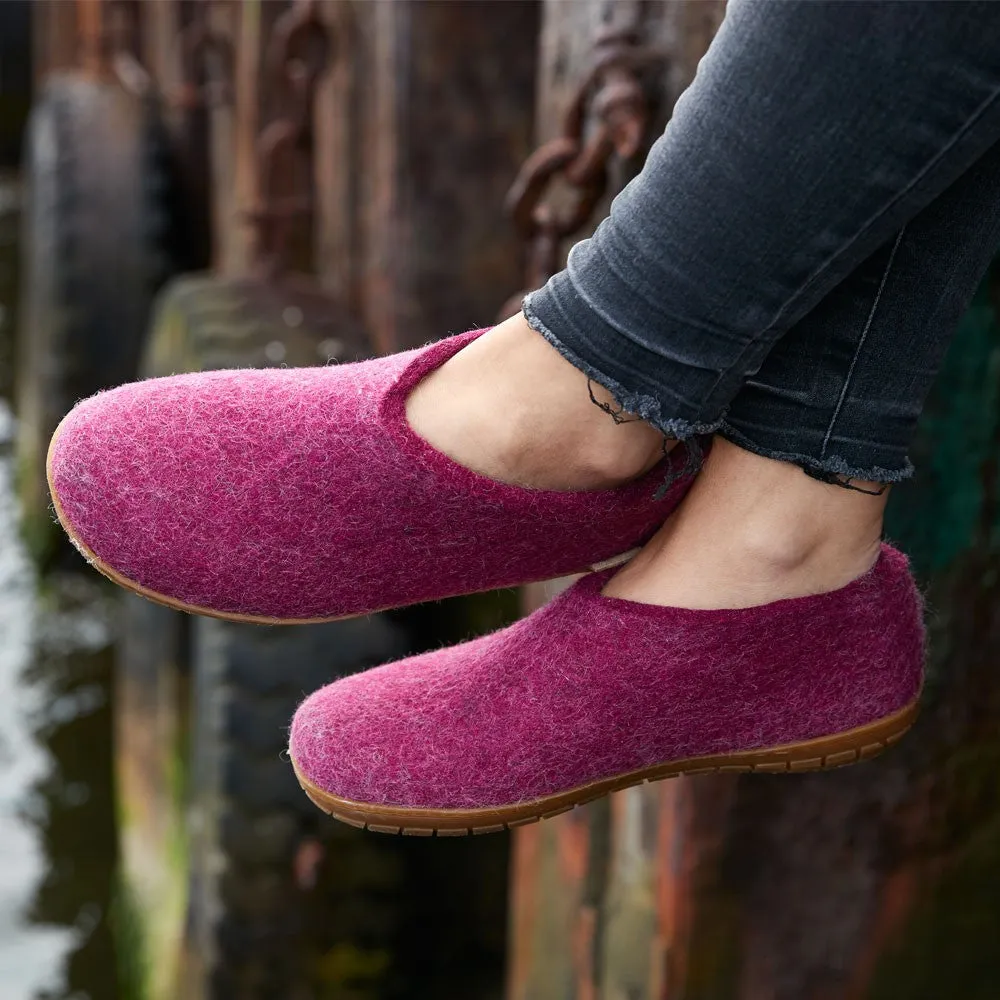 Felt Rubber Sole Shoe - Cranberry