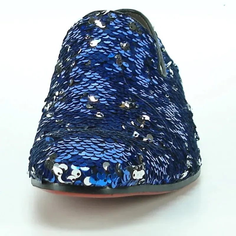 Fiesso FI-7102 Blue Sequins Loafers