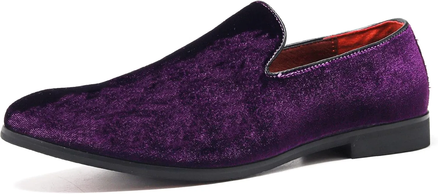FLQL Men's Luxury Penny Loafer Slip-On Velvet Shoes Party Dancing Shoes Suede Wedding Shoes Plus Size 7-13