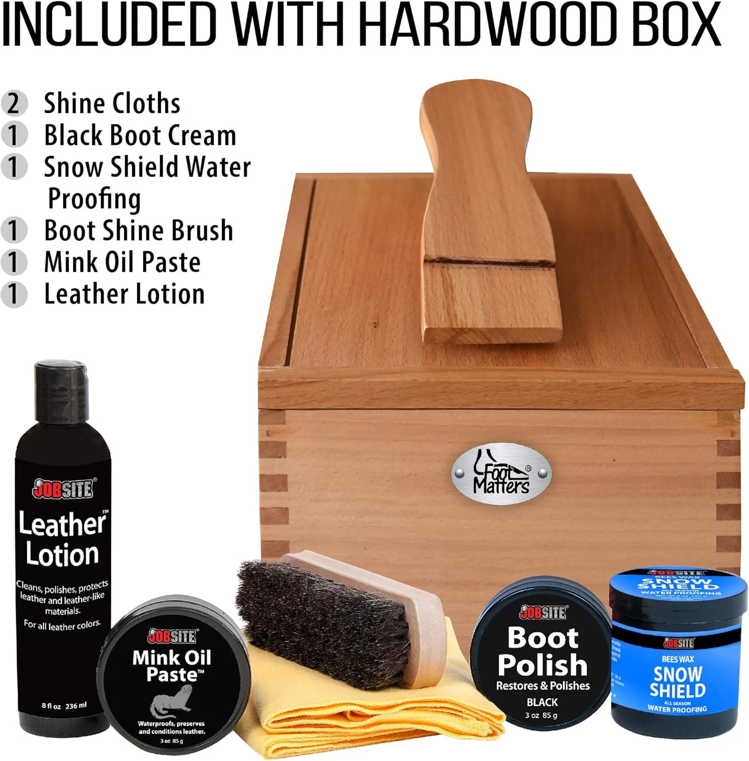FOOTMATTERS Shoe Shine Valet Box - Hardwood Boot & Shoe Care