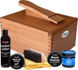FOOTMATTERS Shoe Shine Valet Box - Hardwood Boot & Shoe Care