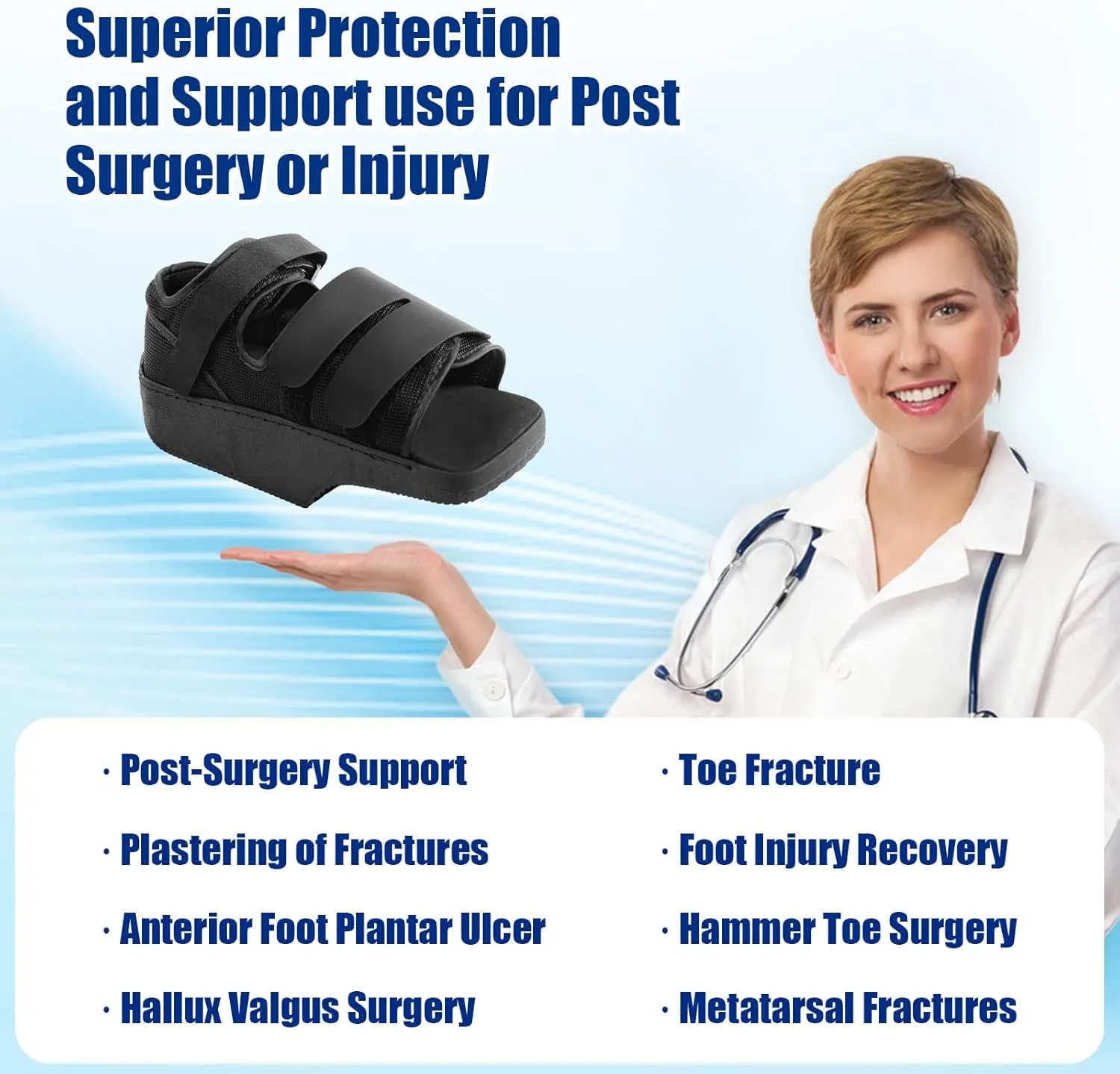 forefoot Offloading Post Op Shoe-Wedge Post Op Shoe Ortho Wedge Healing Shoe Non Weight Bearing Offloading Shoe for Broken Toe, Bunion, Hammer toe, Diabetic Foot Ulcer for Men and Women, L