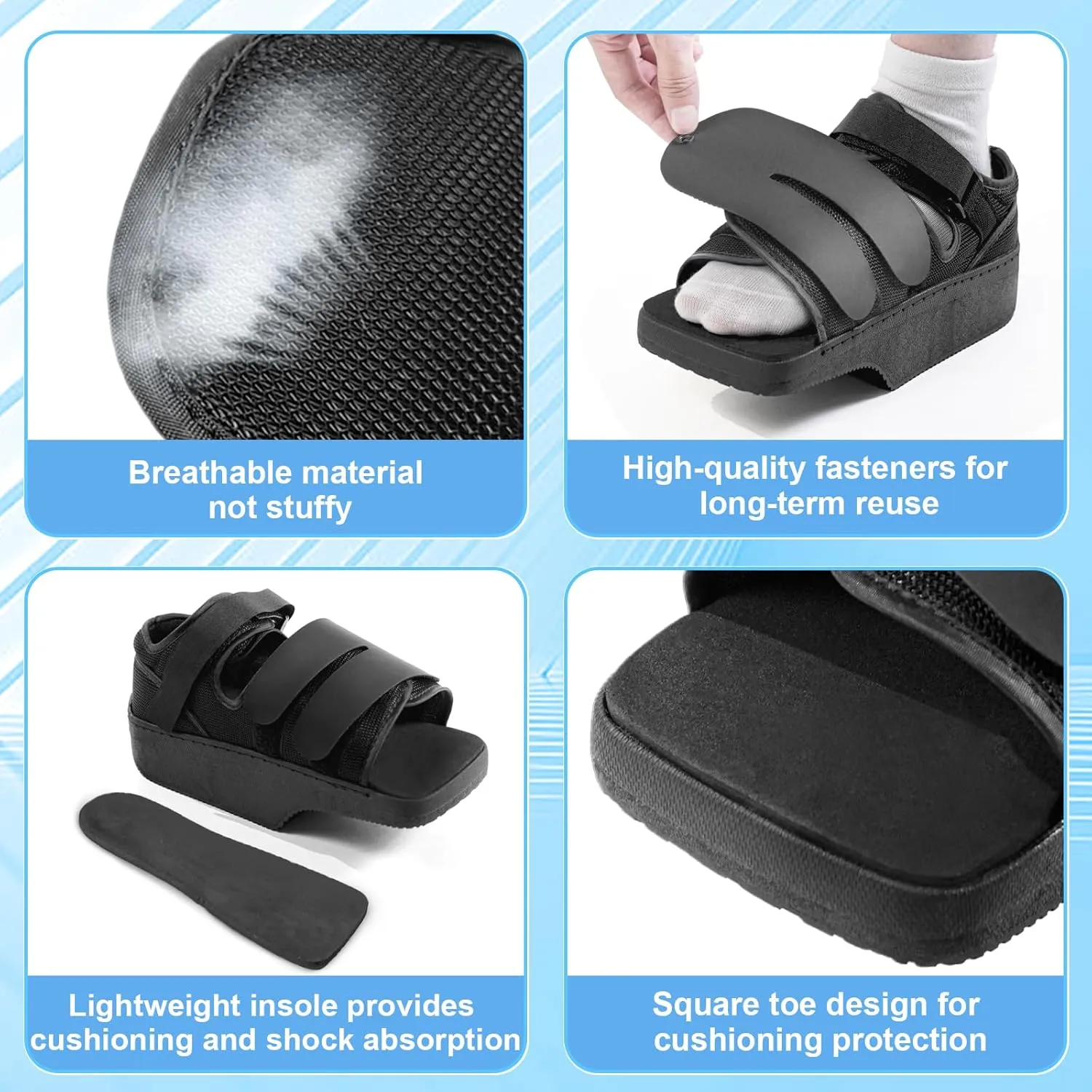 forefoot Offloading Post Op Shoe-Wedge Post Op Shoe Ortho Wedge Healing Shoe Non Weight Bearing Offloading Shoe for Broken Toe, Bunion, Hammer toe, Diabetic Foot Ulcer for Men and Women, L