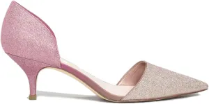 FOWT Women Closed Pointed Toe Kitten Heel Pumps Slip On Two Toned D'Orsay Low Stiletto Sandals Ladies Chic Shoes for Dress Office Party 4-16 M US