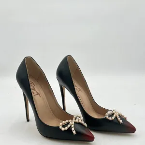FOWT Women Pearl Bow Pumps Gradient Cap Toe Stiletto Pumps Classic Pumps