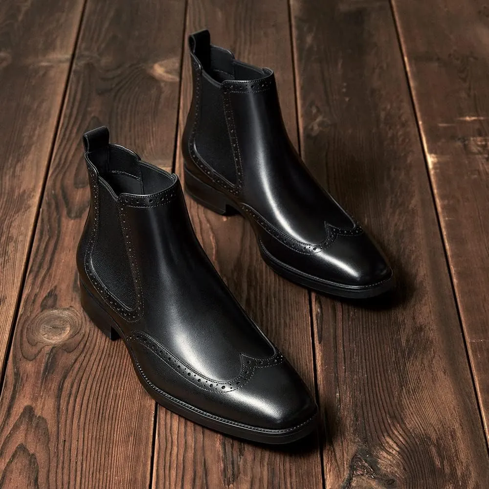 FRASOICUS Men's Chelsea Boots Mens Genuine Leather Dress Boots
