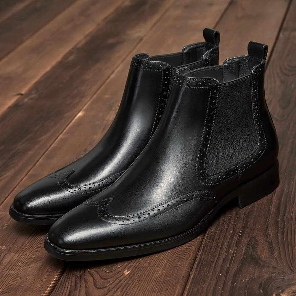 FRASOICUS Men's Chelsea Boots Mens Genuine Leather Dress Boots