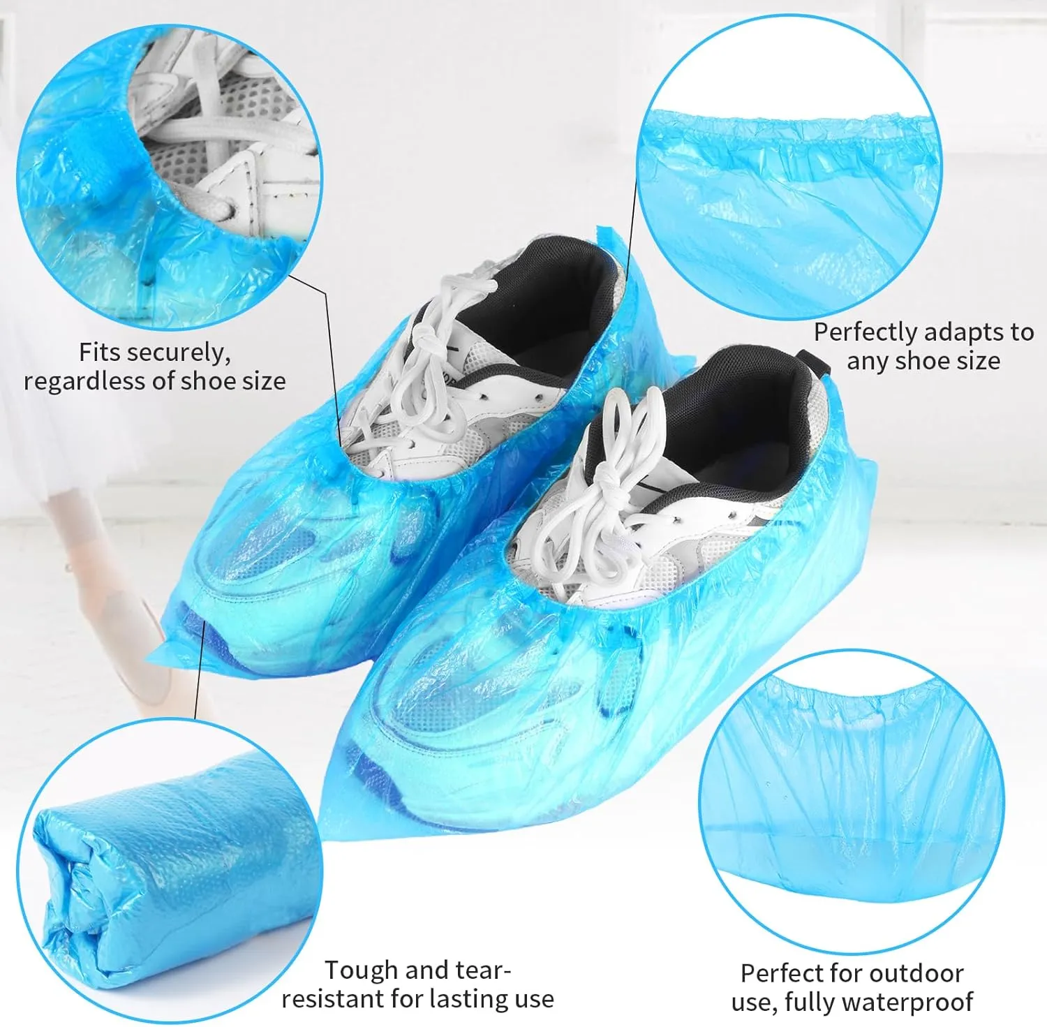 Frontline Shoe Covers Disposable Waterproof, Recyclable Premium Thick Plastic, SLip Resistance, Durable, Booties for Shoes, XL One Size Fits Most, Indoor Outdoor Shoe Covers (1000)