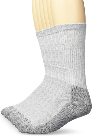 Fruit of the Loom Men's Durable Cushioned Work Gear Socks with Dual Defense-6 Pair Pack, Grey, Shoe Size: 6-12