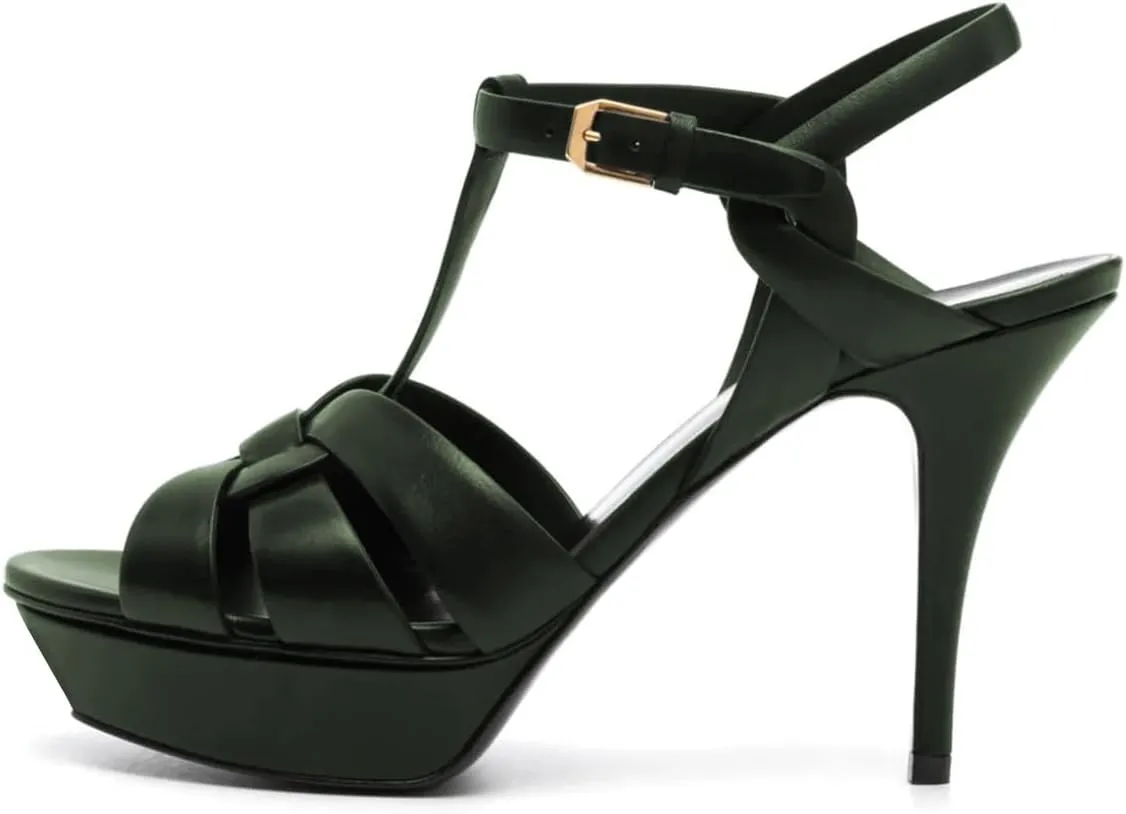 FSJ Women Comfort Platform Stiletto High Heel Ankle Strap Sandals Open Toe Sexy Strappy Slingback Wedding Party Shoes Size 4-16 US