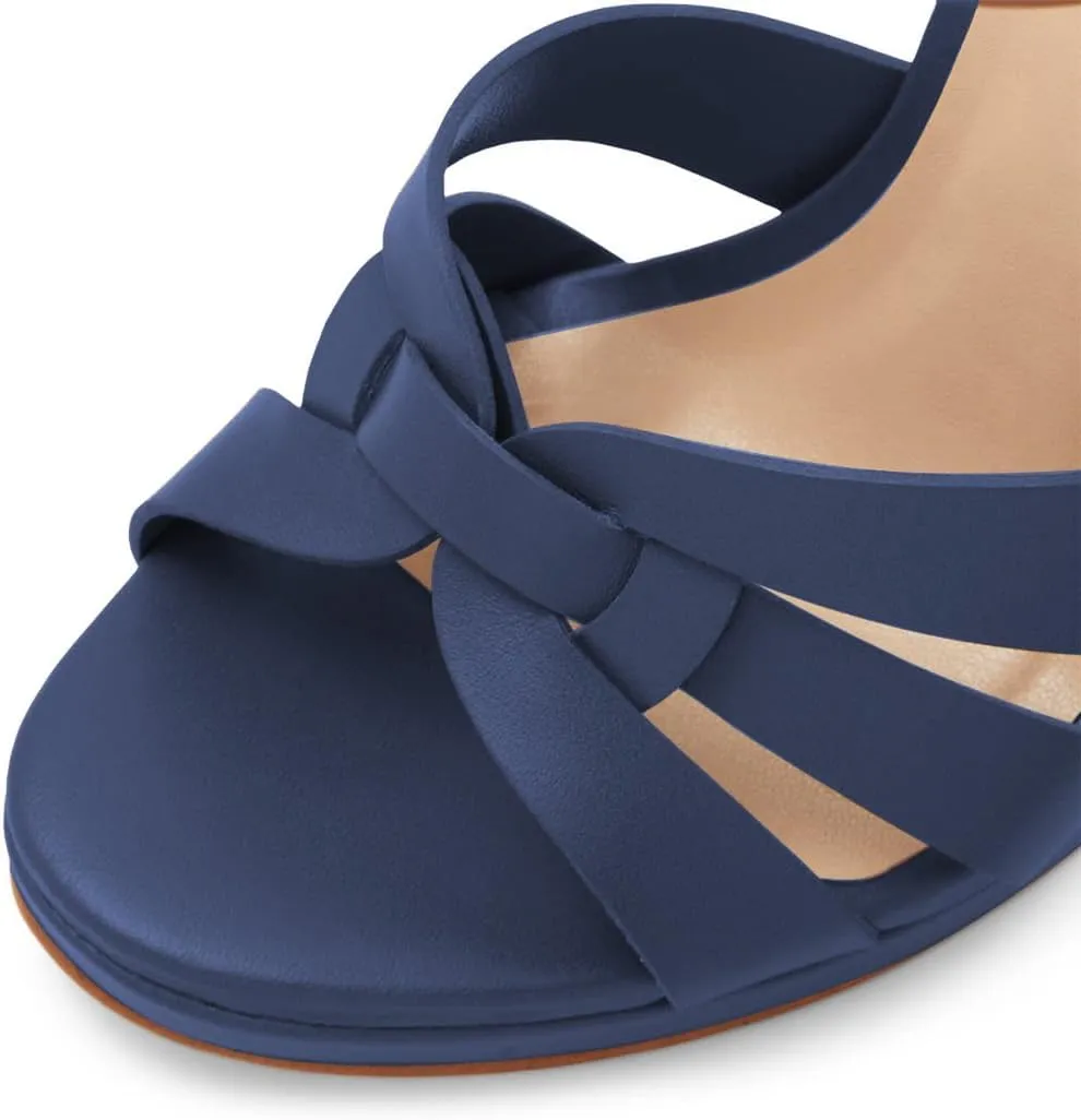 FSJ Women Stylish High Heel Strappy Sandals Open Toe Ankle Strap Platform Stilettos Formal Events Parties Night Out Shoes Size 4-16 US
