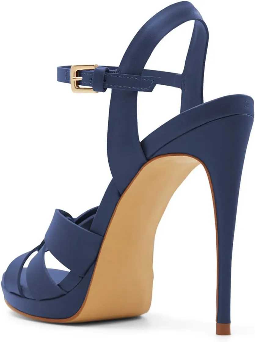 FSJ Women Stylish High Heel Strappy Sandals Open Toe Ankle Strap Platform Stilettos Formal Events Parties Night Out Shoes Size 4-16 US