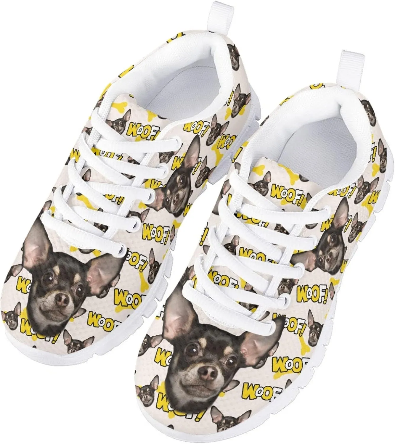 Funny Cat Dog Print Tennis Shoes for Girls and Boys Lightweight Mesh Casual Athletic Running Shoes