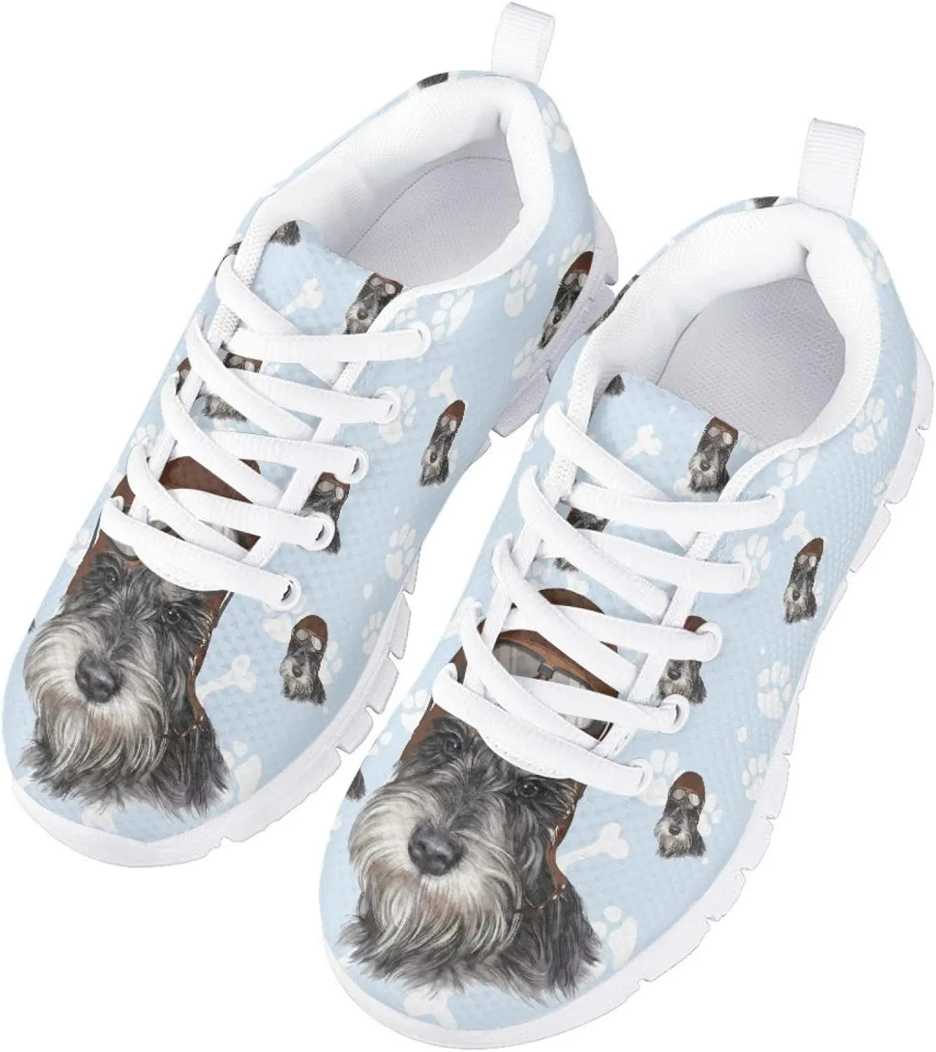 Funny Cat Dog Print Tennis Shoes for Girls and Boys Lightweight Mesh Casual Athletic Running Shoes