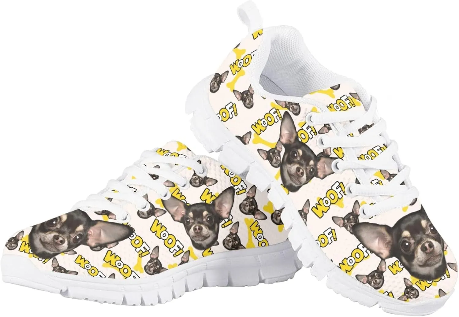 Funny Cat Dog Print Tennis Shoes for Girls and Boys Lightweight Mesh Casual Athletic Running Shoes