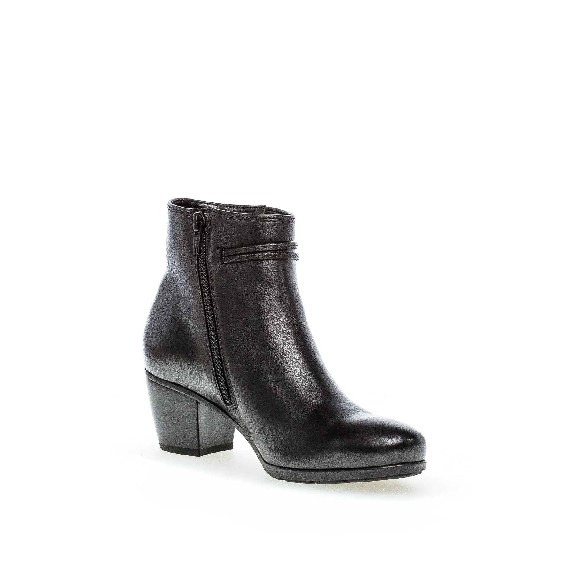 GABOR - 75.522.27 LOW HEEL ANKLE BOOT - BLACK LEATHER