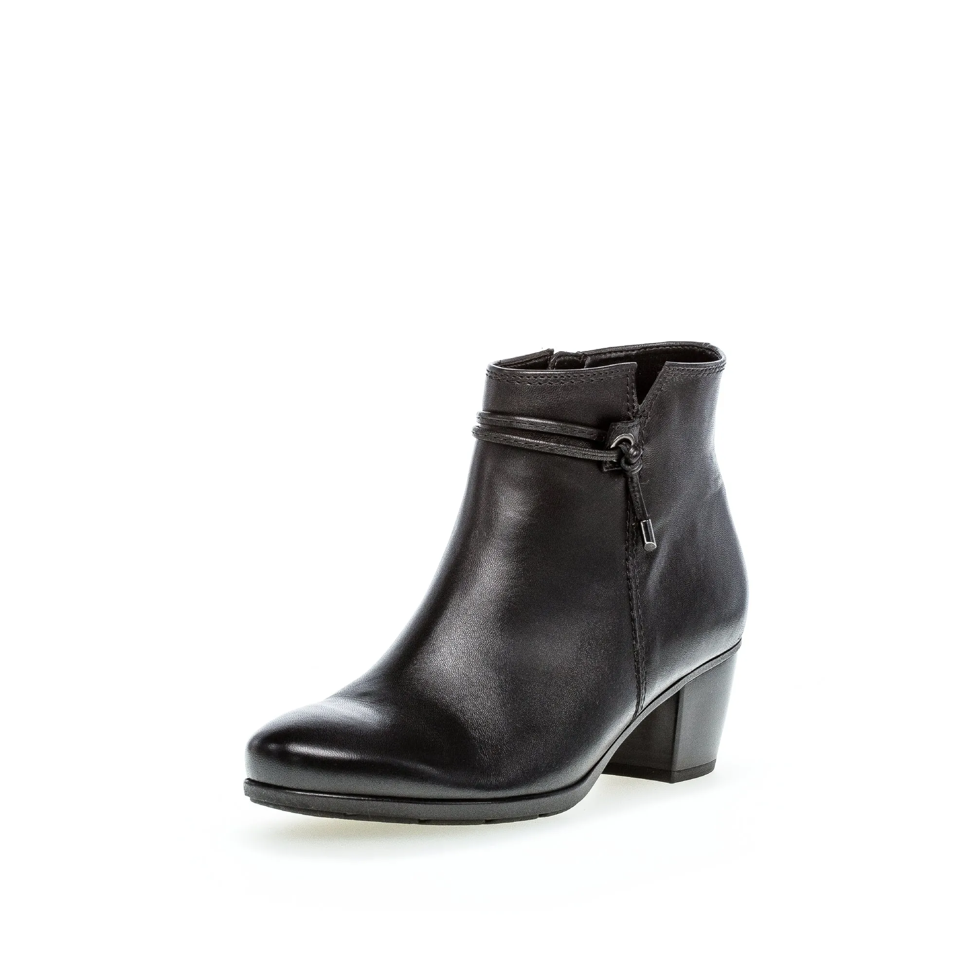 GABOR - 75.522.27 LOW HEEL ANKLE BOOT - BLACK LEATHER