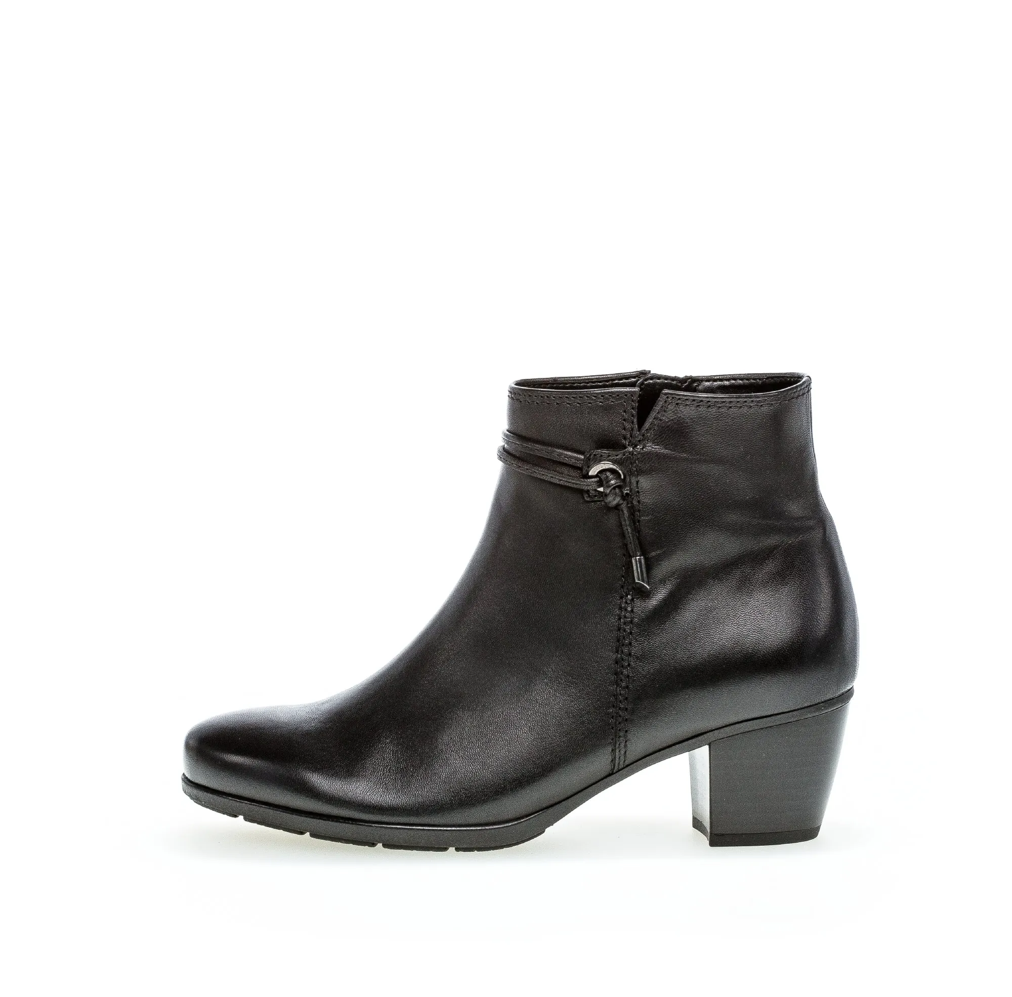 GABOR - 75.522.27 LOW HEEL ANKLE BOOT - BLACK LEATHER
