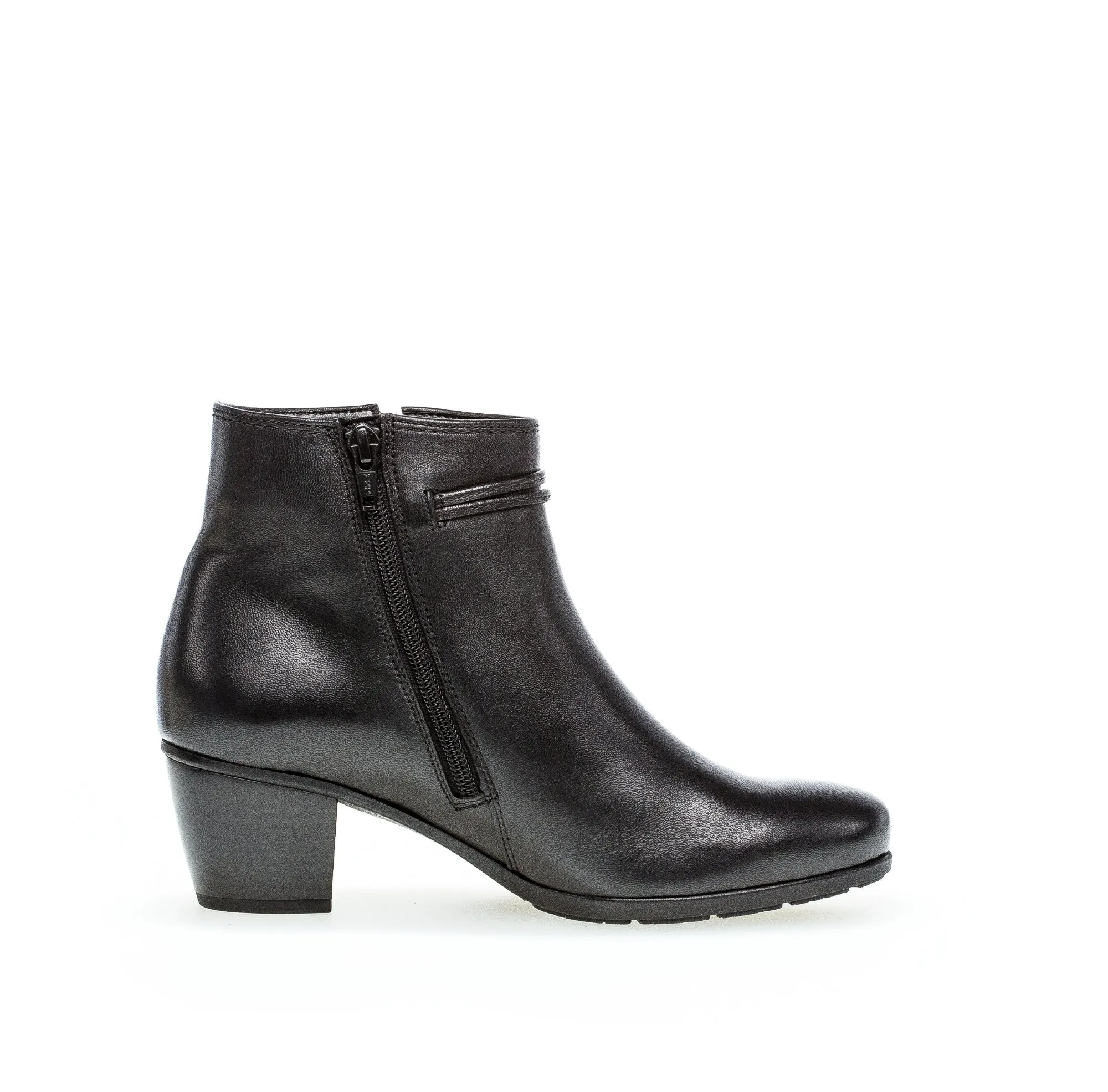 GABOR - 75.522.27 LOW HEEL ANKLE BOOT - BLACK LEATHER