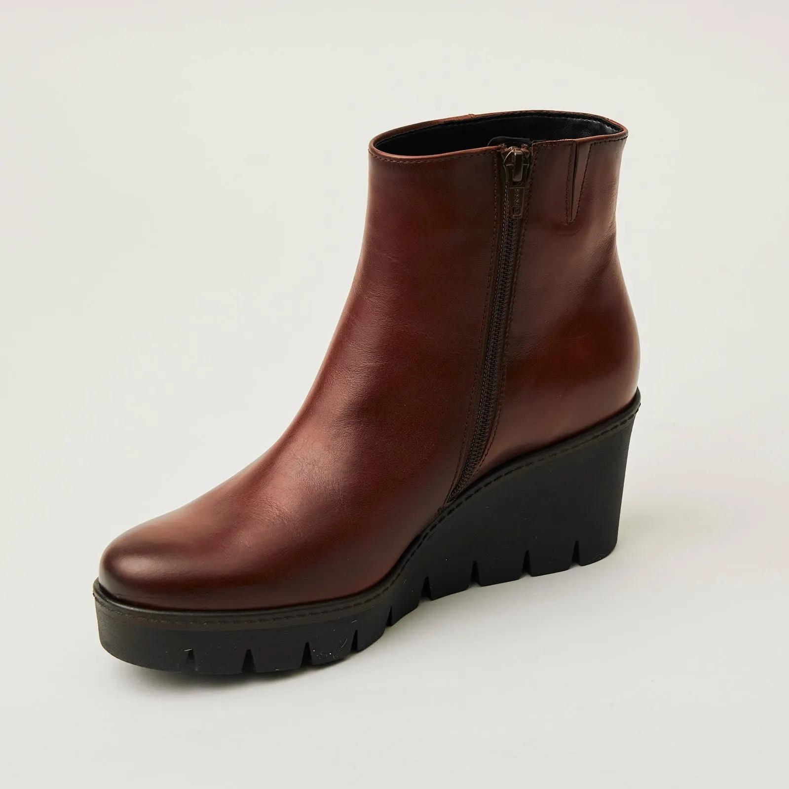 Gabor Tan Leather Wedge Ankle Boots