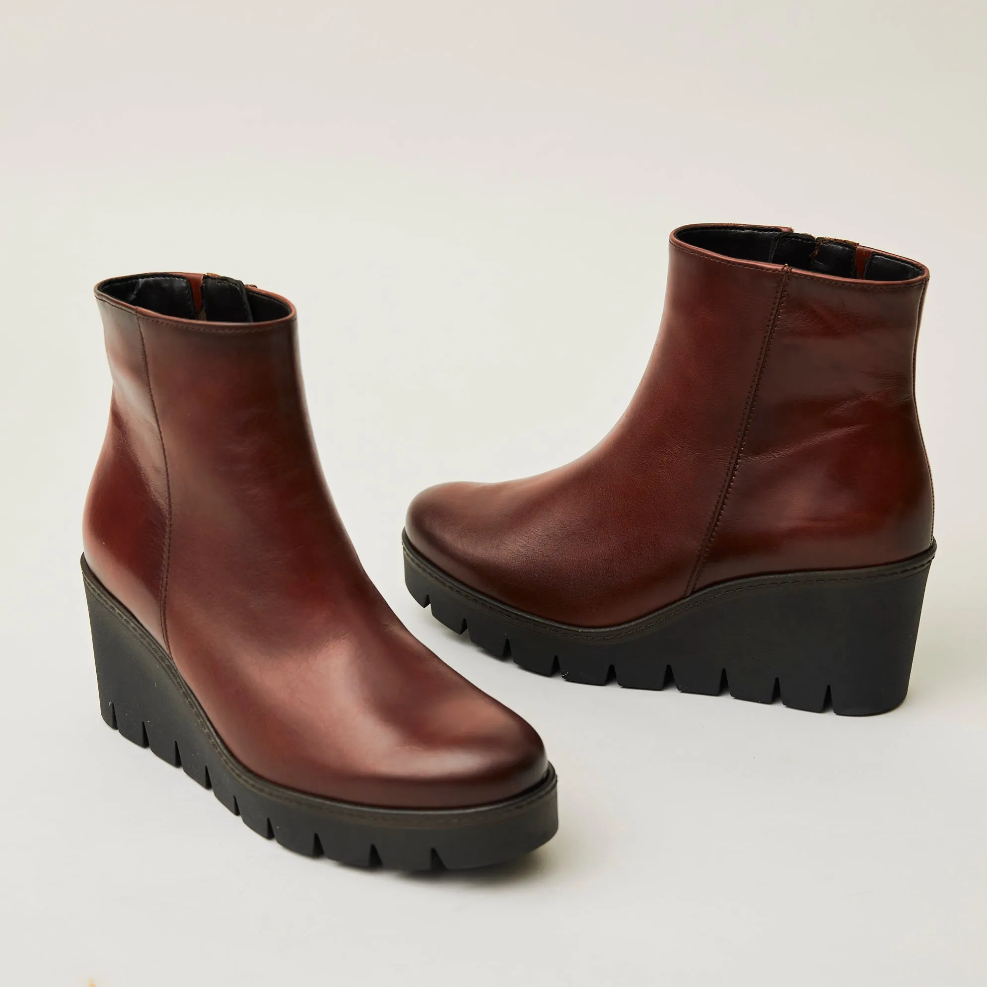 Gabor Tan Leather Wedge Ankle Boots