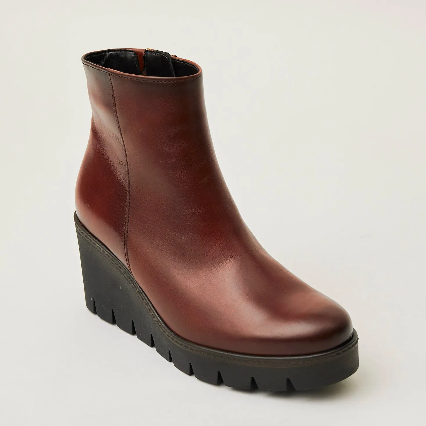 Gabor Tan Leather Wedge Ankle Boots