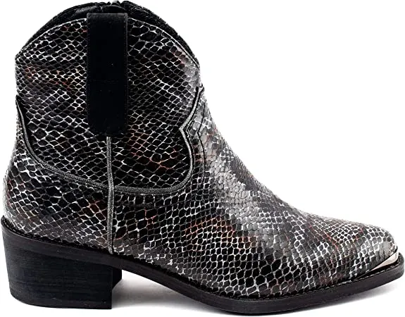 GC Shoes Womens STAX Snake Print Ankle Ankle Boots Black 8.5 Medium (B,M)