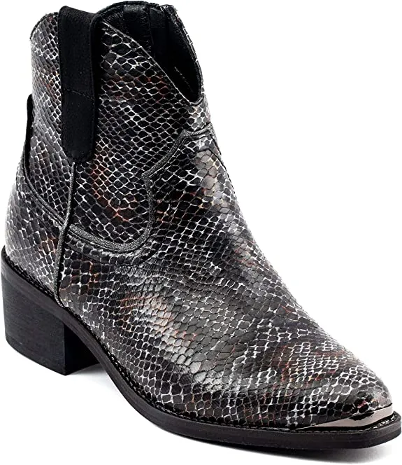 GC Shoes Womens STAX Snake Print Ankle Ankle Boots Black 8.5 Medium (B,M)
