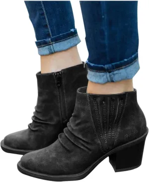 Gibobby Ankle Boots for Women Dressy Wedge Boots V Cutout Autumn Dressing Stacked Chunky Heel Short Cowboy Booties 2022 Fall Boots