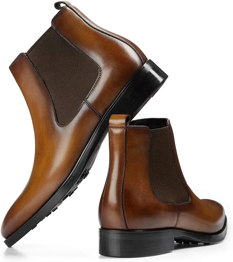 GIFENNSE Mens Chelsea Boots Leather Dress Boots for Men