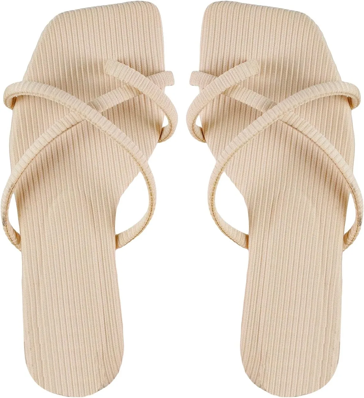 GORGLITTER Women's Cute Strappy Sandals Flat Sandals Toe Ring Summer Slide Sandal Slip on Flip Flops