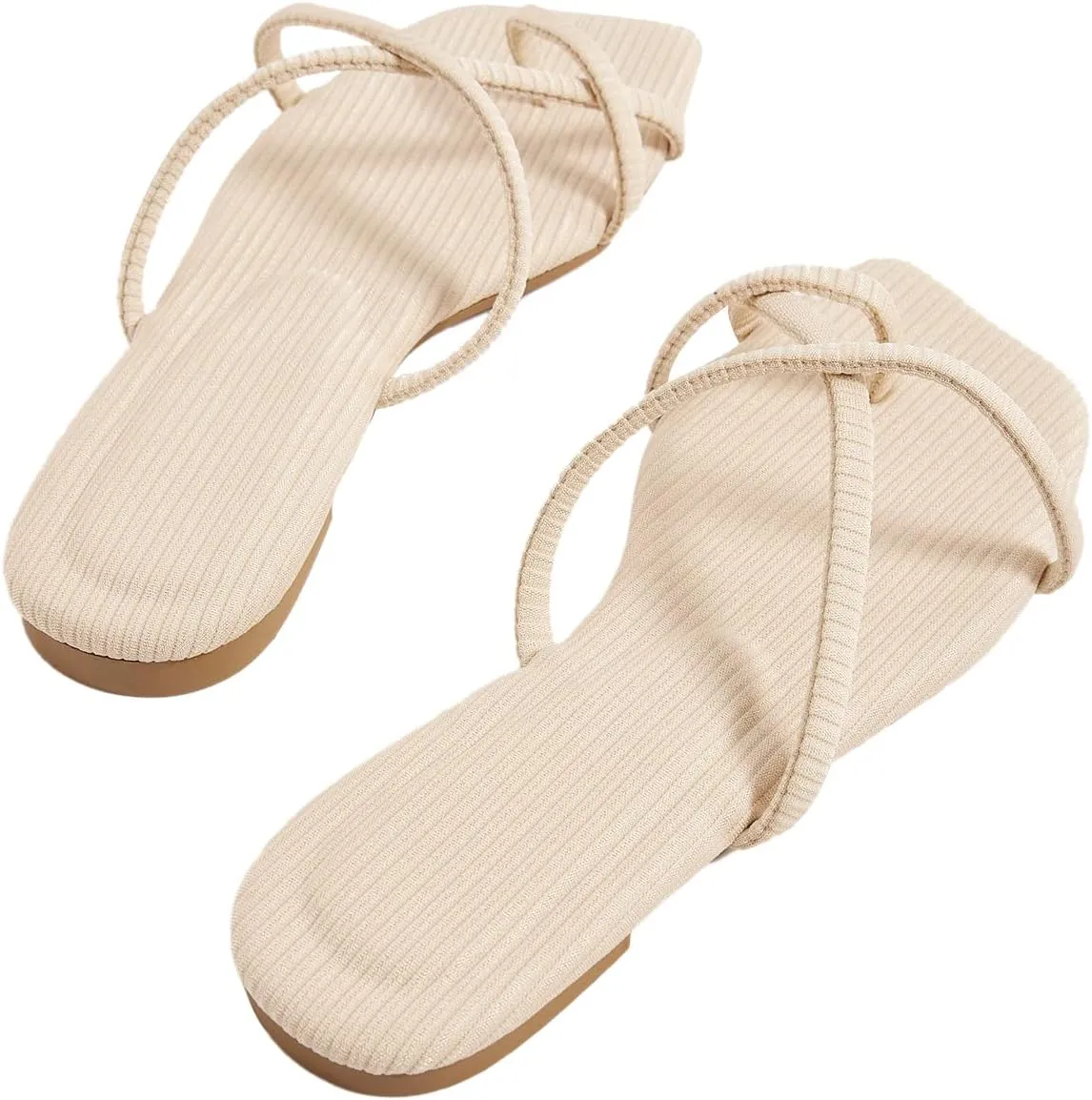 GORGLITTER Women's Cute Strappy Sandals Flat Sandals Toe Ring Summer Slide Sandal Slip on Flip Flops