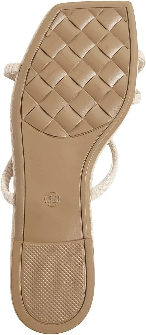 GORGLITTER Women's Cute Strappy Sandals Flat Sandals Toe Ring Summer Slide Sandal Slip on Flip Flops