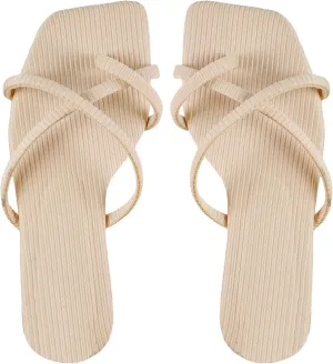 GORGLITTER Women's Cute Strappy Sandals Flat Sandals Toe Ring Summer Slide Sandal Slip on Flip Flops