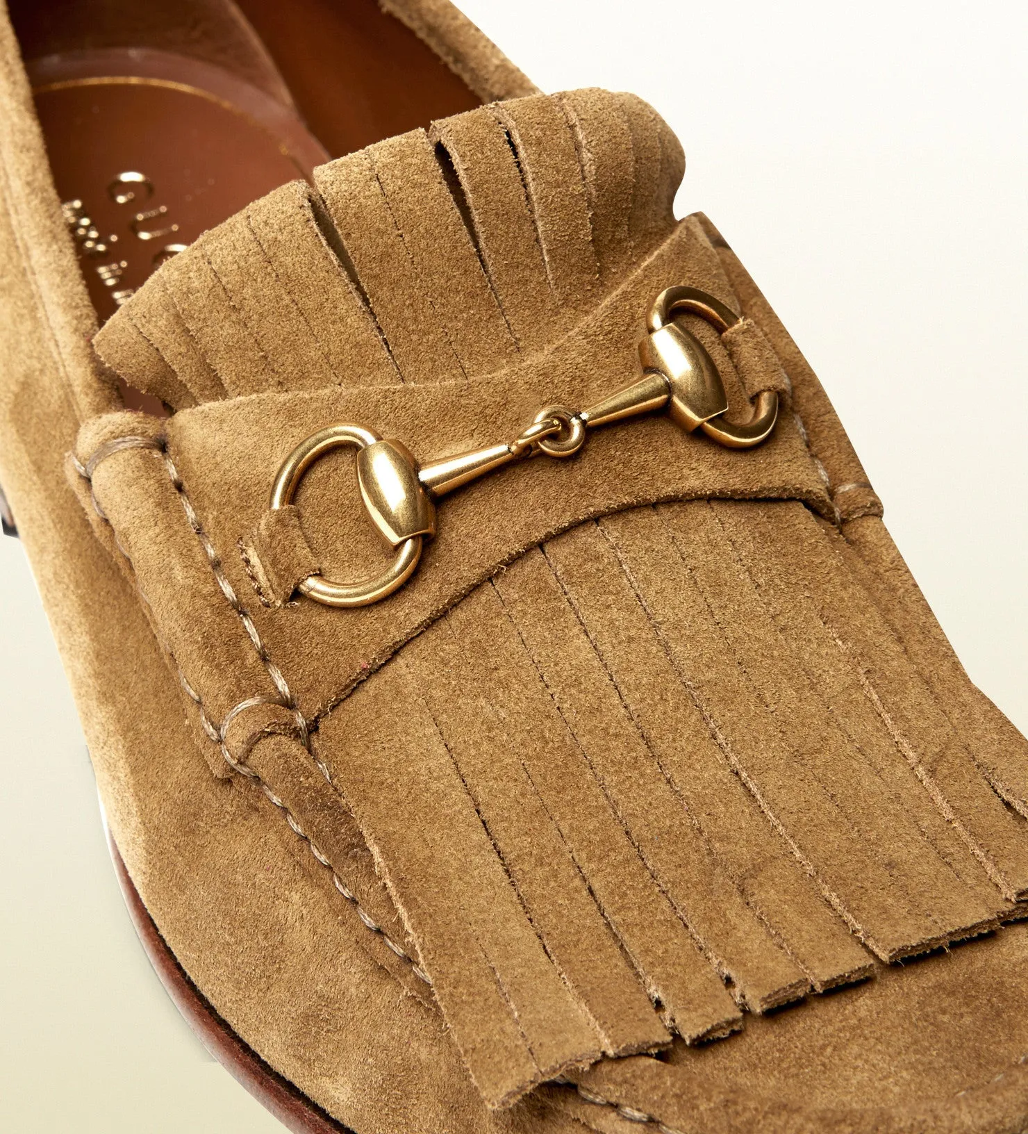 GUCCI - suede fringe horsebit loafer