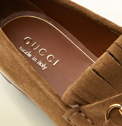 GUCCI - suede fringe horsebit loafer