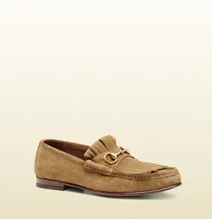 GUCCI - suede fringe horsebit loafer