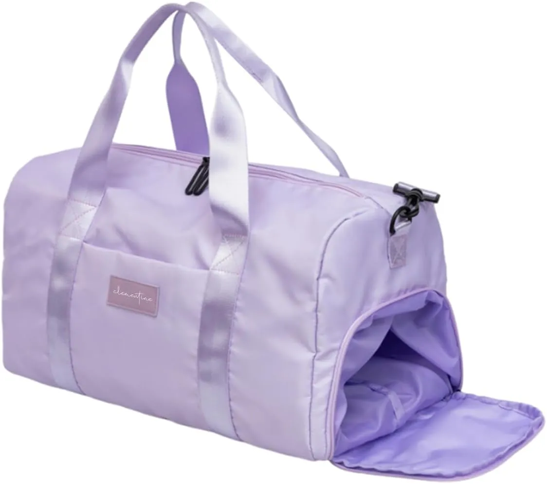 Gym Bag for Women with Shoe Compartment and Wet Pocket | Small Durable Lightweight Gym Duffle Bag | Great for the Gym and Overnights | Purple