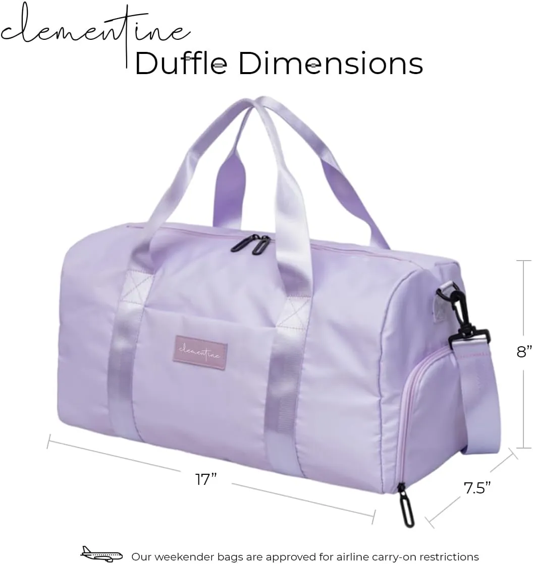 Gym Bag for Women with Shoe Compartment and Wet Pocket | Small Durable Lightweight Gym Duffle Bag | Great for the Gym and Overnights | Purple