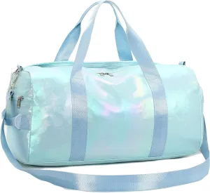 Gym Bag Sports Duffle Bag with Wet Pocket Weekender Overnight Bag with Waterproof Shoe Pouch and Air Hole for Girls Kids Women Travel Foldable Bag (Green)